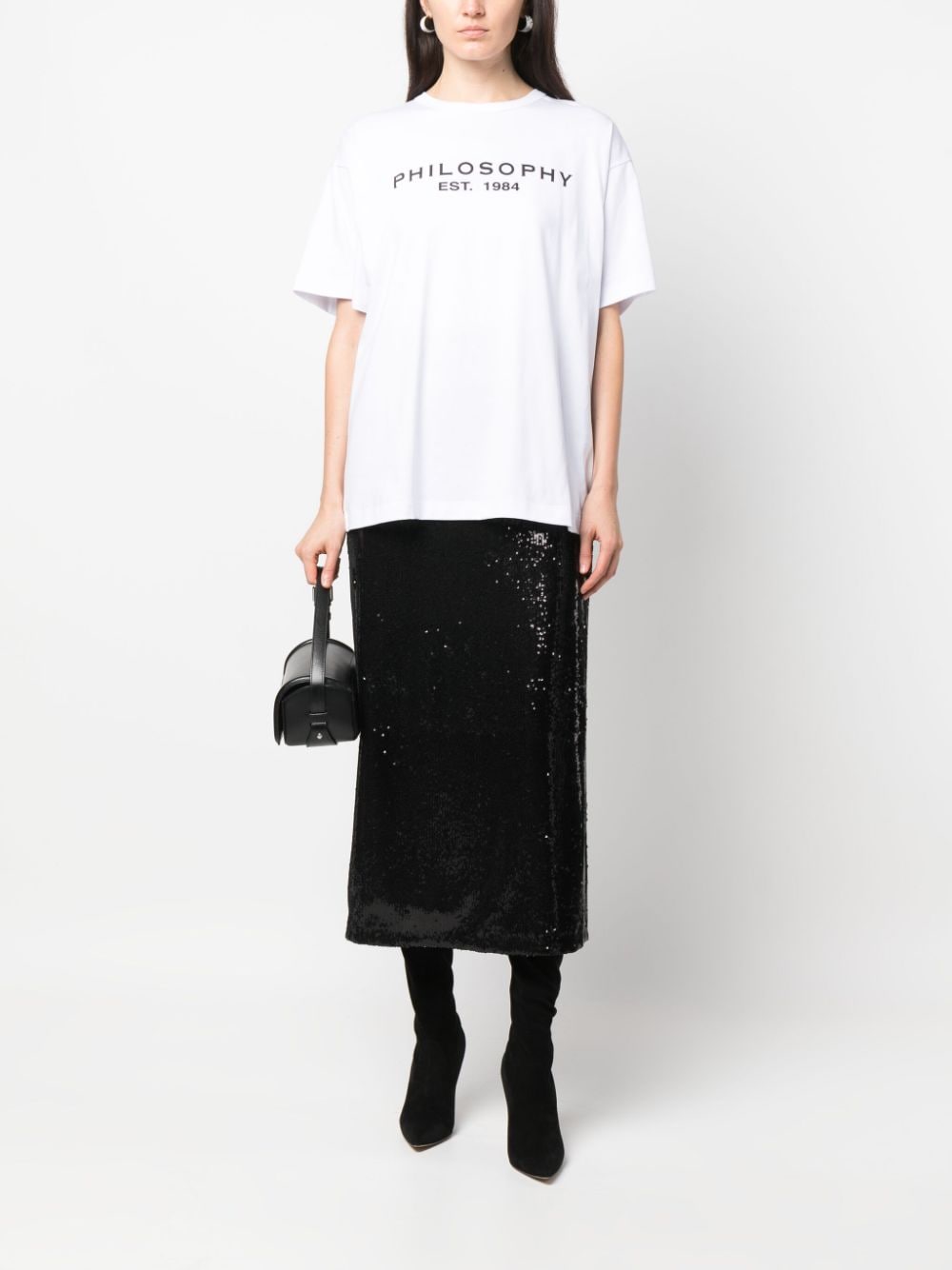 Philosophy di Lorenzo Serafini - T-shirt in jersey di cotone bianca con logo